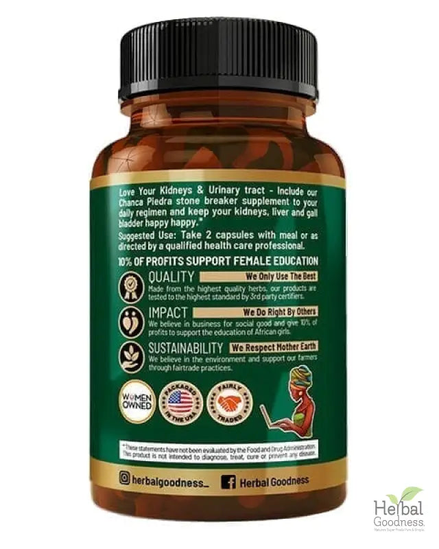 Stone Breaker Chanca Piedra - Capsules 10X Extract 60/600mg - Kidney Health Capsules Herbal Goodness 