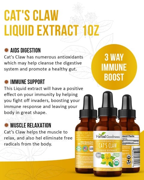 Cat's Claw Extract - Organic - Liquid 12oz - Immunity & Digestive Boost - Herbal Goodness Liquid Extract Herbal Goodness 