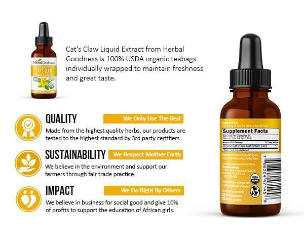 Cat's Claw Extract - Organic - Liquid 12oz - Immunity & Digestive Boost - Herbal Goodness Liquid Extract Herbal Goodness 