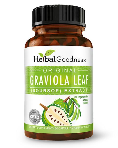Graviola (Soursop) Leaf Extract - Capsules 60/700mg - Healthy Cell Function, Immunity & Relaxation - Herbal Goodness - Herbal Goodness
