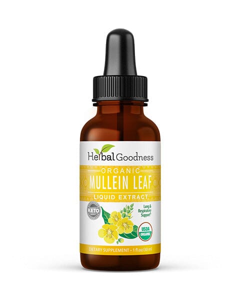 Mullein Leaf Extract Liquid - Organic 15X Strength - Lung & Respiratory Support - Herbal Goodness - Herbal Goodness