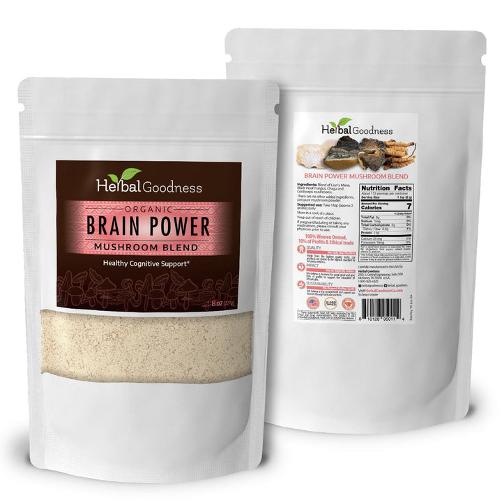 Mushroom Blends - Organic - 8oz - Herbal Goodness Powder Herbal Goodness Brain Power Mushroom Blend 