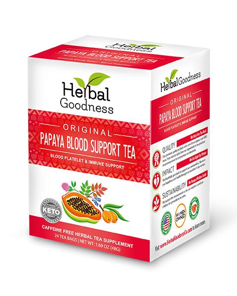 Papaya Blood Support Tea - 24/2g  Blood Cleanse, Platelet & Immune Support - Herbal Goodness - Herbal Goodness